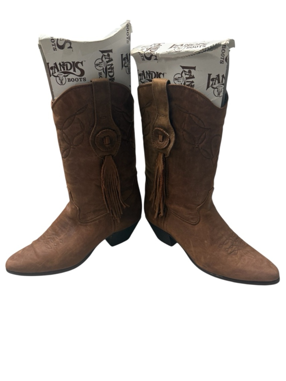 Vintage Laredo Cowboy boots leather suede Tassel fringe Western Boots